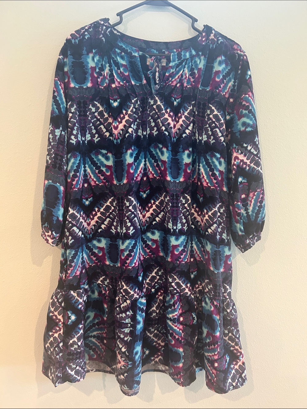 Westbound Blue & Purple Patterned Long Sleeve Dress